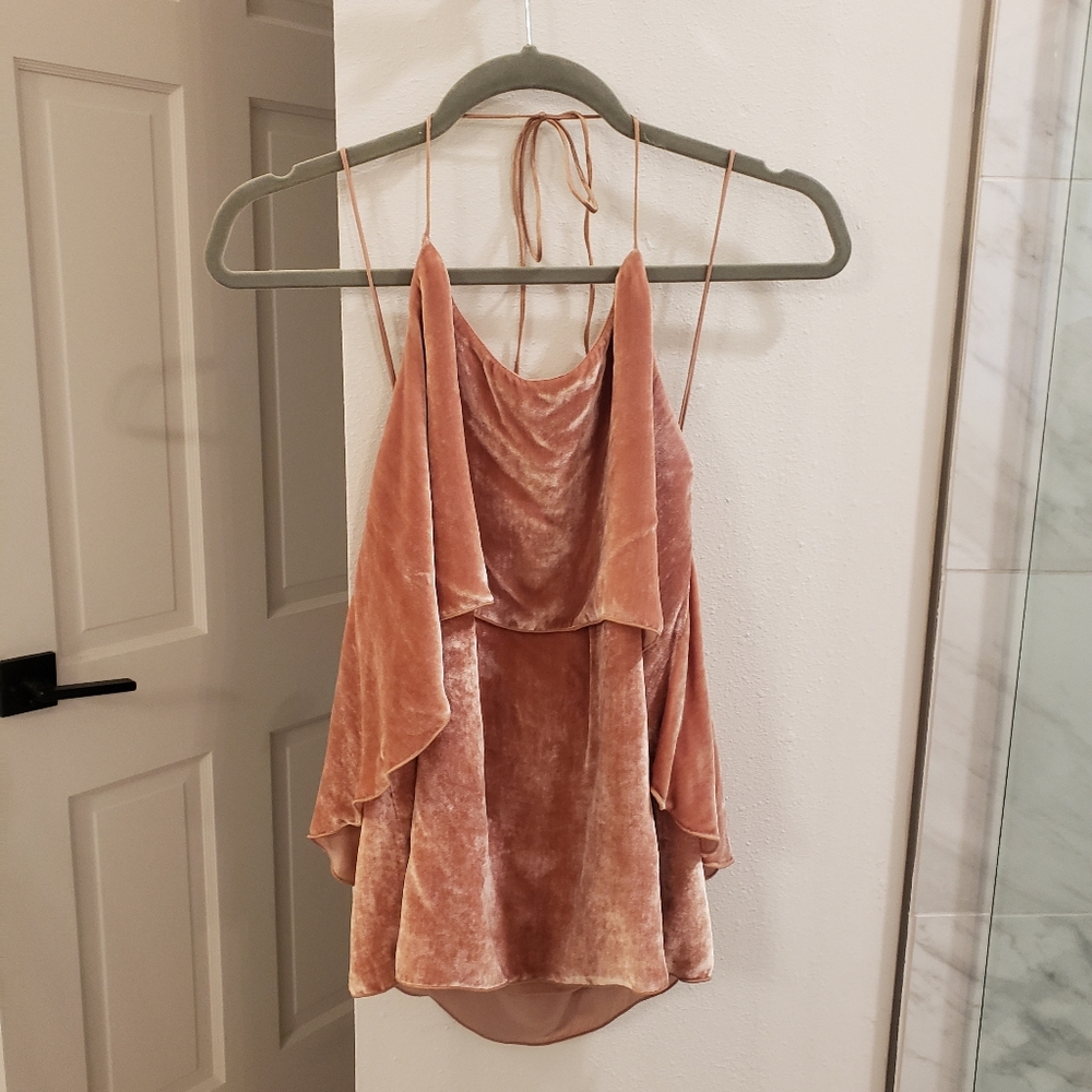 Alice + olivia velvet halter top